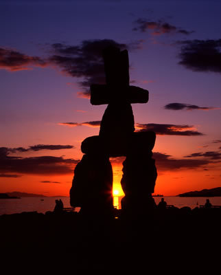 Inukshuk at Sunset on English Bay